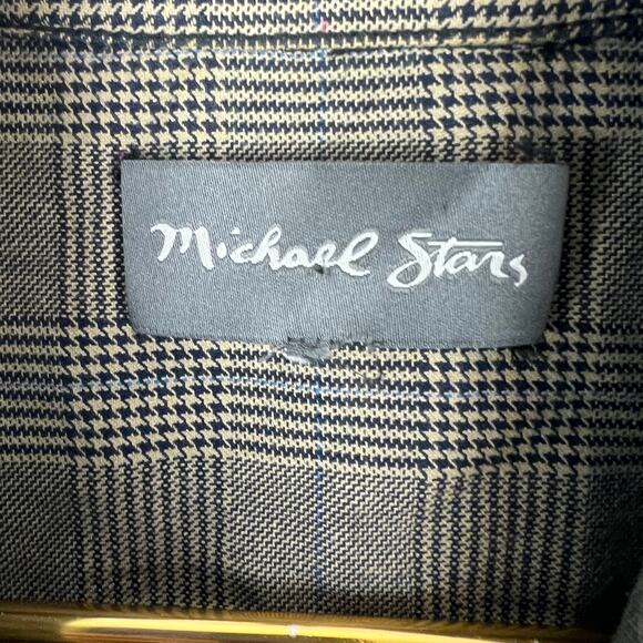 Michael Stars Houndstooth Moto Style Jacket Plaid Gray Cotton Blazer Sz M - Picture 6 of 8